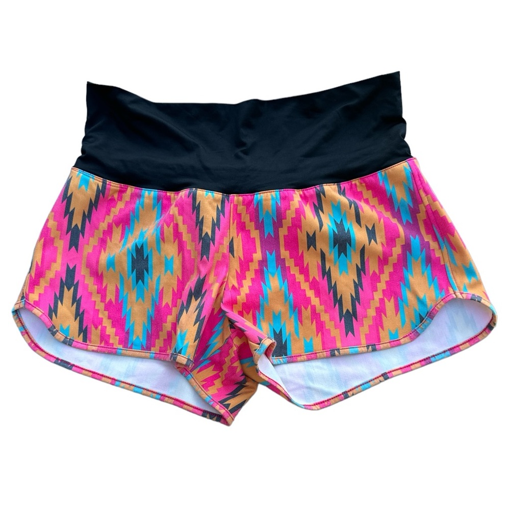 CRAZY TRAIN “Bold Board Shorts” Aztec print pink and gold Size Large NWT
